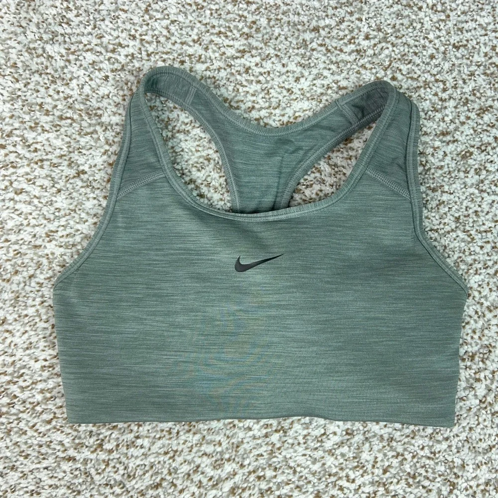 Nike Sports Bra Womens‎ Small Gray Racerback Padded Workout Gym Athletic Swoosh